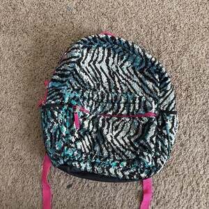 Wonder Nation Kids Black Zebra Sequin Backpack 16'